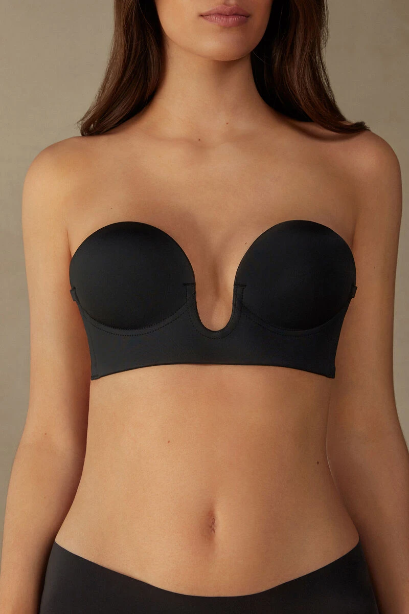 Strapless Bra With Graduated Padding And Plunge Front 3 Strapless Bra With Graduated Padding And Plunge Front
