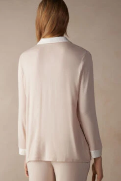 Simple Elegance Button-Down Modal Top -Lingerie Sale Store CLD911A227J BI