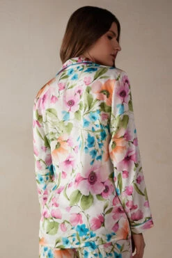 Botanical Lyrics Satin Open-Front Top -Lingerie Sale Store CLD912A228J BI