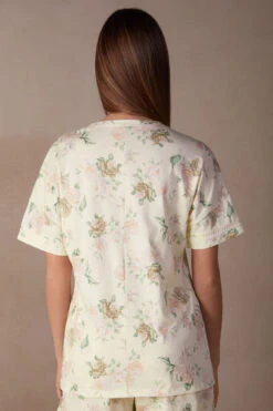 Scent Of Roses Short-Sleeved Cotton Top -Lingerie Sale Store CMD2484205J BI