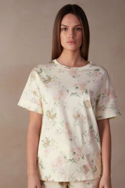 Scent Of Roses Short-Sleeved Cotton Top