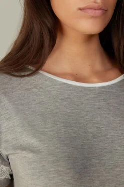 Short-Sleeve Modal Top With Lace Detail -Lingerie Sale Store CMD700031 DT1W