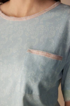 Romantic Cashmere Short-Sleeved Cotton Top -Lingerie Sale Store CMD910226J DT1W