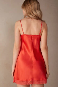 Silk Slip With Lace Insert Detail -Lingerie Sale Store LC71S1219J BI