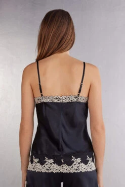 Pretty Flowers Silk Top With Spaghetti Straps -Lingerie Sale Store LT1294A9887 BI