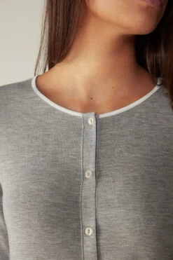 Button-Front Nightdress With Lace Detail -Lingerie Sale Store PCN700031 DT2W