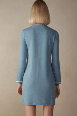 Romantic Bedroom Modal With Wool Button-Down Nightdress -Lingerie Sale Store PCN903145J BI