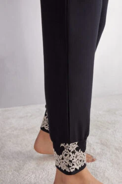 Pretty Flowers Full-Length Modal Trousers With Cuffs -Lingerie Sale Store PD1294Q9887 DT1W