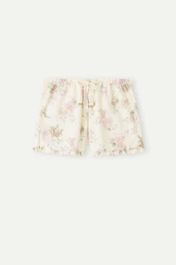 Scent Of Roses Plain-Weave Cotton Shorts -Lingerie Sale Store PDC2484205J F
