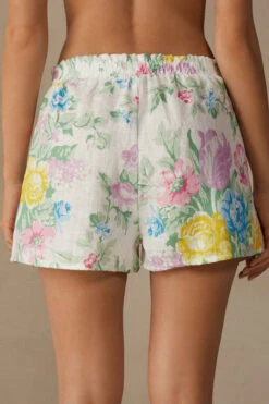 Summer Garden Linen Shorts -Lingerie Sale Store PDC895A910I BI