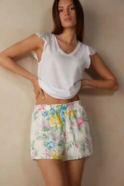 Summer Garden Linen Shorts -Lingerie Sale Store PDC895A910I M