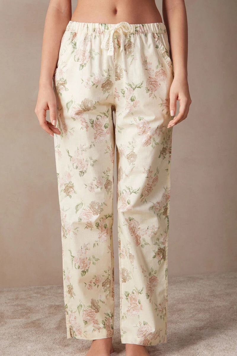 Scent Of Roses Full-Length Plain-Weave Cotton Trousers 3 Scent Of Roses Full-Length Plain-Weave Cotton Trousers