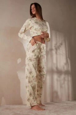 Scent Of Roses Full-Length Plain-Weave Cotton Trousers 9 Scent Of Roses Full-Length Plain-Weave Cotton Trousers -Lingerie Sale Store PDL2484205J M