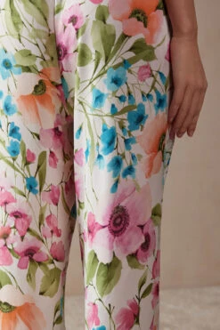 Botanical Lyrics Full-Length Satin Trousers -Lingerie Sale Store PDL912A228J DT1W