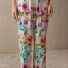 Botanical Lyrics Full-Length Satin Trousers -Lingerie Sale Store PDL912A228J FI