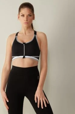 In Action Zipped Bra Top With Supima® Cotton Lining