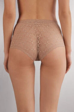 High-Rise Lace French Knickers -Lingerie Sale Store SCD96P044 BI