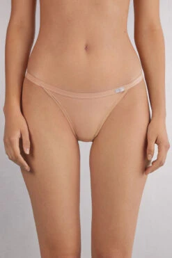 Natural Cotton Briefs With Side Straps