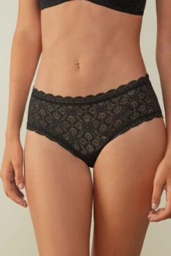 Microfibre And Lace Briefs