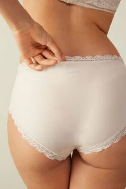 Microfibre And Lace Briefs -Lingerie Sale Store SI96A32280 DT2W