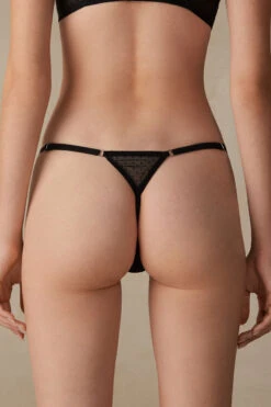 Time To Shine Thong With Side Straps -Lingerie Sale Store SPD2480019 BI